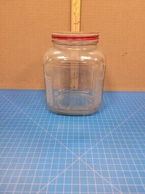 Sexton Quality Foods Glass Jar Red Lid Vintage Kitchen Storage Container 7 inch